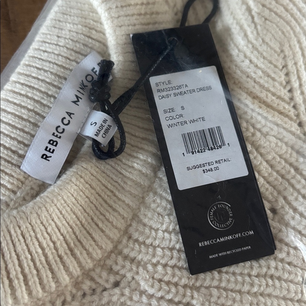 Rebecca Minkoff Daisy Sweater Dress Open Back Small Winter White NWT BRAND NEW! - Picture 5 of 6